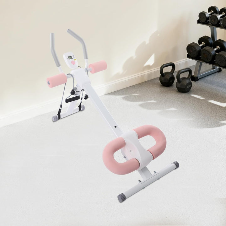 Bauchtrainer für Zuhause klappbar, Bauchmuskeltrainer mit LCD Monitor, Abdominalmaschine verstellbar