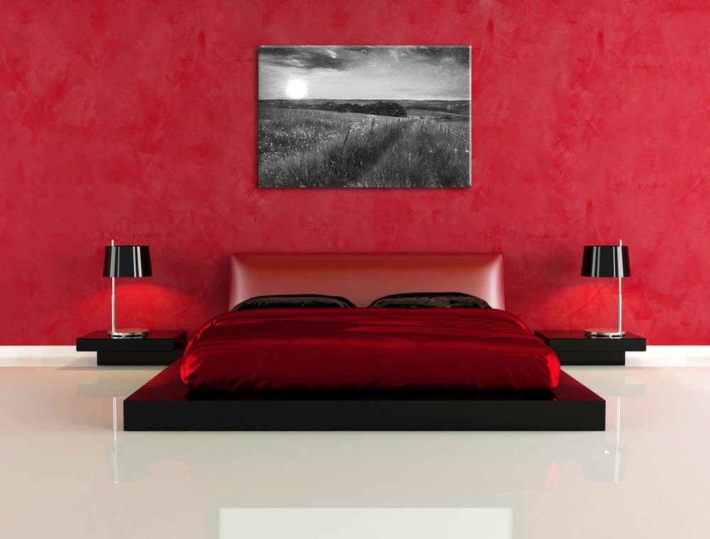 Pixxprint Bergwiese im Sonnenaufgang als Leinwandbild/Grösse: 100x70 cm/Wandbild/Kunstdruck/fertig b