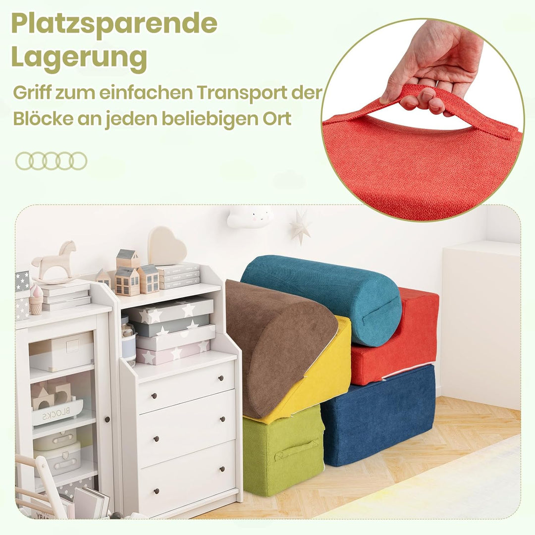 DREAMADE 6 TLG. Softbausteine für Kinder, Kletterblöcke aus Schaumstoff mit waschbarem Bezug, Softba