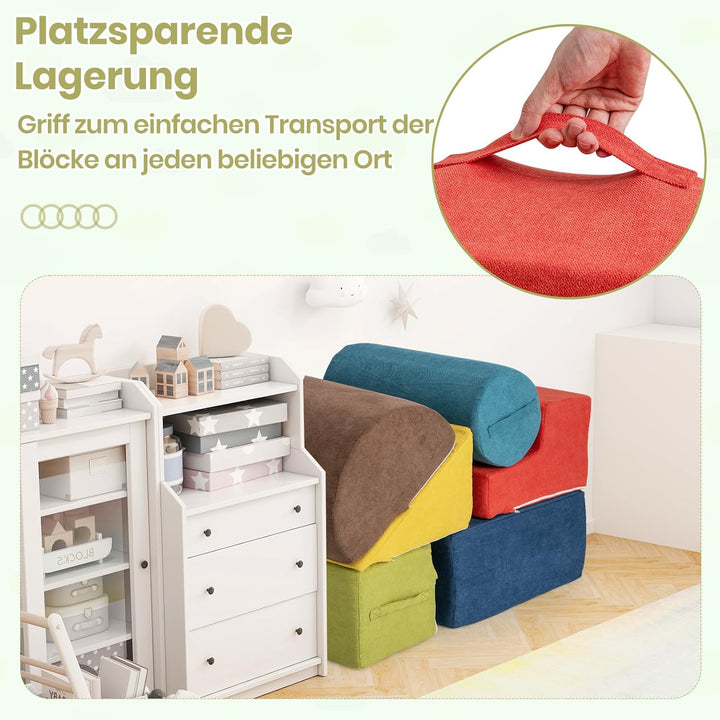DREAMADE 6 TLG. Softbausteine für Kinder, Kletterblöcke aus Schaumstoff mit waschbarem Bezug, Softba