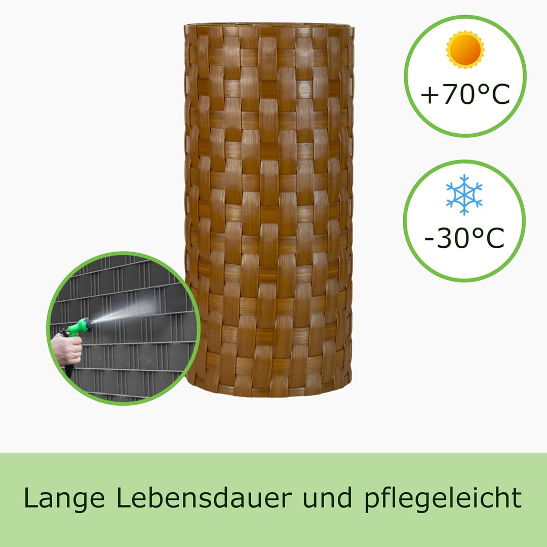 workingHOUSE Polyrattan-Sichtschutzstreifen, Sichtschutz für Doppelstabmatten Zaun, 19 x 255 cm (12