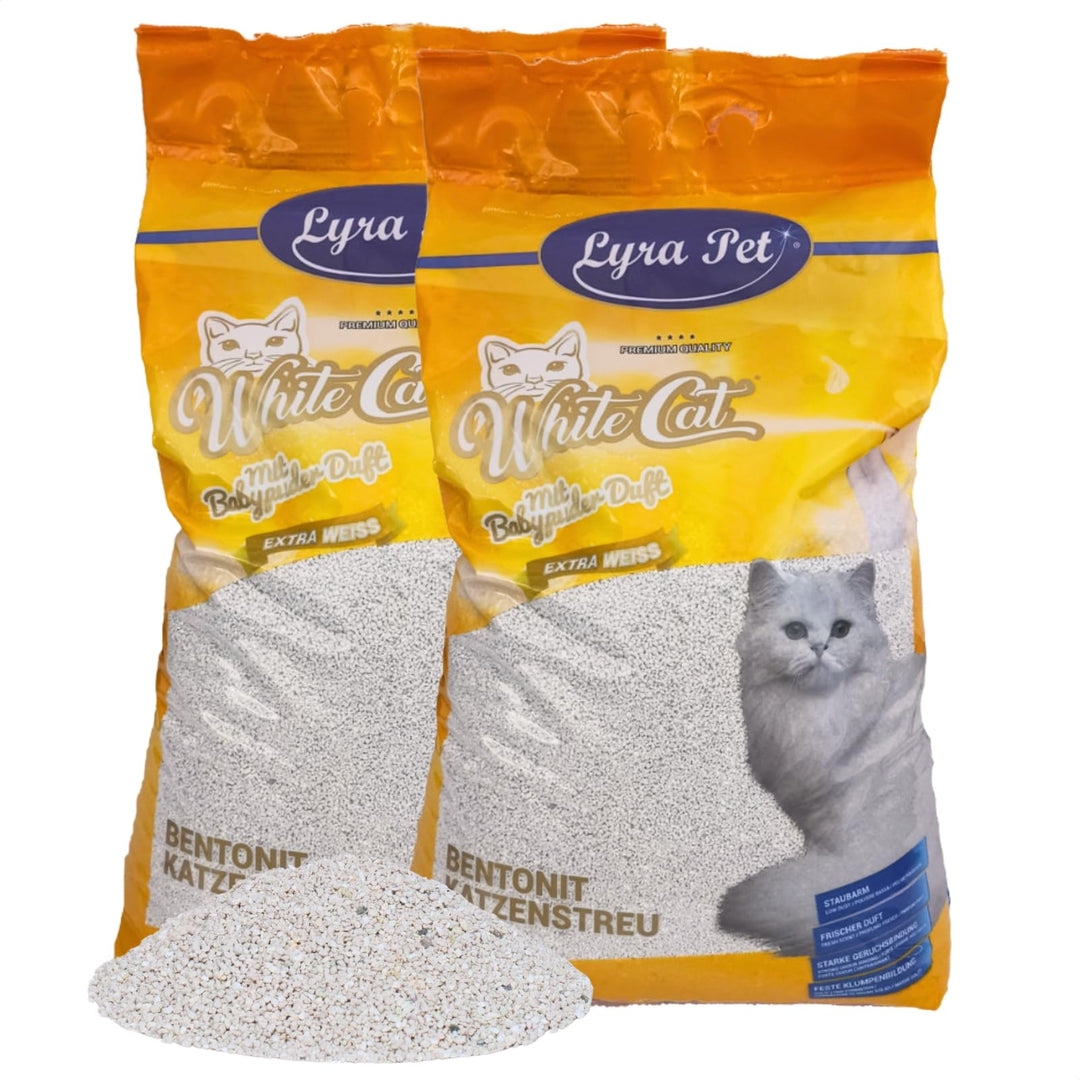 Lyra Pet® 30 Liter White Cat Katzenstreu | Mit Babypuder Duft | Feines Klumpstreu | 350% Saugkraft |