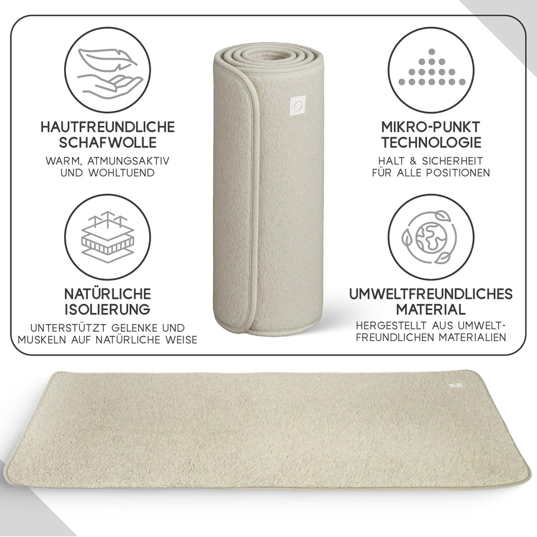Yogamatte Schafwolle | Natürlich Merino Wolle Trainingsmatte | Yogamatte rutschfest | Hautfreundlich
