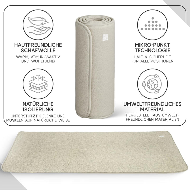 Yogamatte Schafwolle | Natürlich Merino Wolle Trainingsmatte | Yogamatte rutschfest | Hautfreundlich