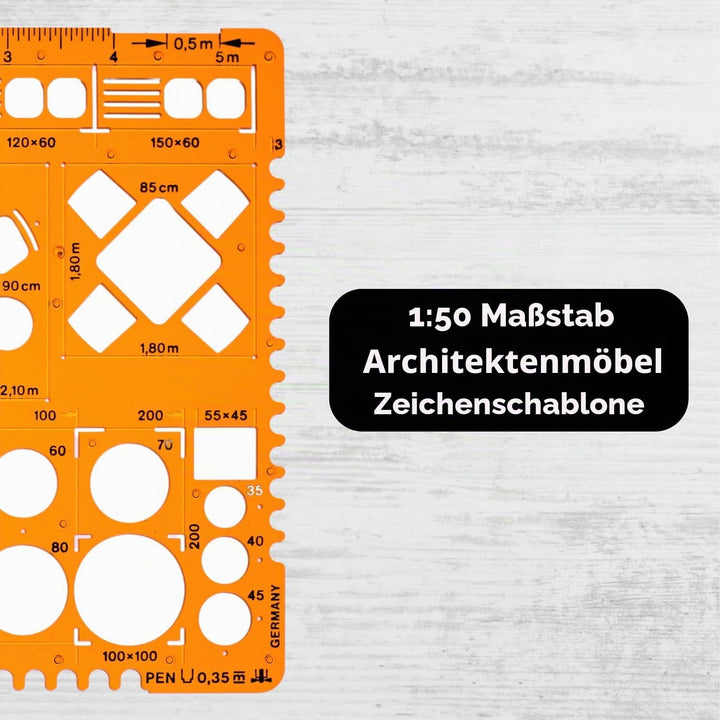 1:50 Architekt Schablone Zeichenschablone Möblierung - Innenarchitektur Technisches Zeichnen
