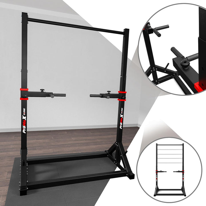 K-Sport: Stationäre Klimmzugstange + Dip Station bis 140kg belastbar, mit Pull-Up Bar & Halterung fü