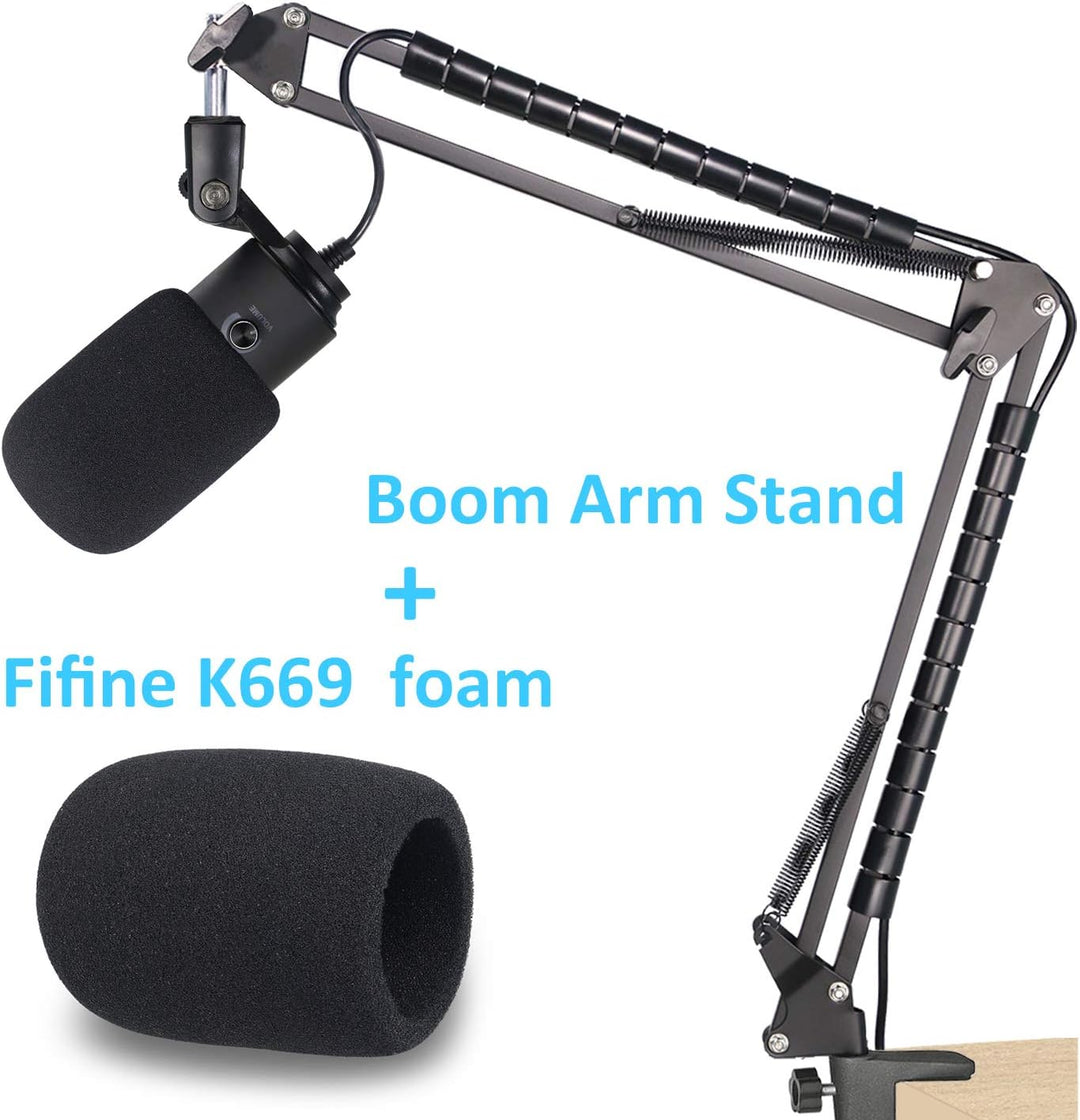 Fifine K669 Mikrofonarm mit Popschutz, Boom Arm Microphone Arm und Flexibler Kabelkanal Kompatibel m