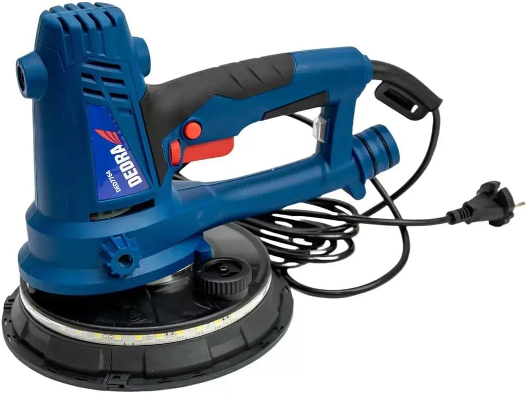 DEDRA Hand-Trockenbauschleifer mit LED licht, 750 W,1500-2700 U/Min 180 mm-Schleifteller, zur Gipsbe