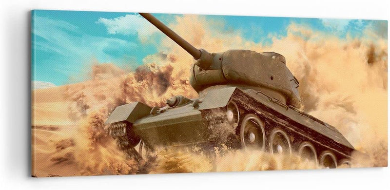 Panorama Bilder auf Leinwand 100x40cm Leinwandbild Panzer Poligon Feld Gross Wanddeko Bild Schlafzim