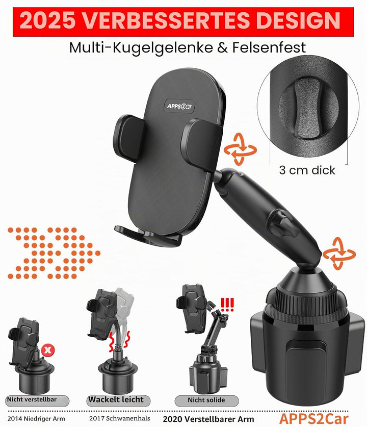 APPS2Car Handyhalterung Auto Getränkehalter, Getränkehalter Handyhalter für Auto LKW Heavy Duty iPho