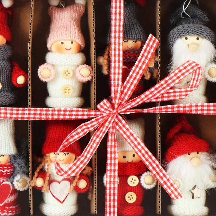 com-four® 12x Premium Weihnachtsmann-Anhänger, schwedisch-skandinavische Deko-Trolle, Engel und Wich