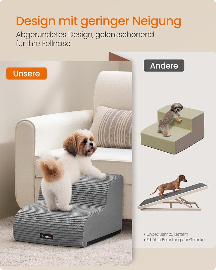 Feandrea Hundetreppe, 2 Stufen, Haustiertreppe, für kleine Hunde, Bett, Sofa, wasserdichte Katzentre
