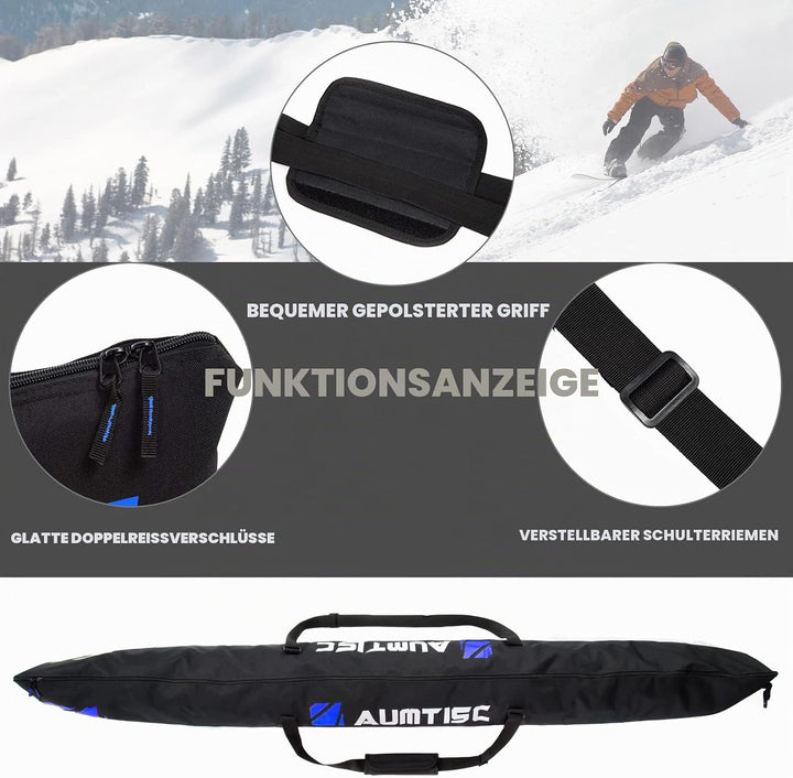 AUMTISC Skitasche Set Skisack &Skischuhtasche Längenverstellbare Bis 200 cm für 1 Paar Ski & Skischu