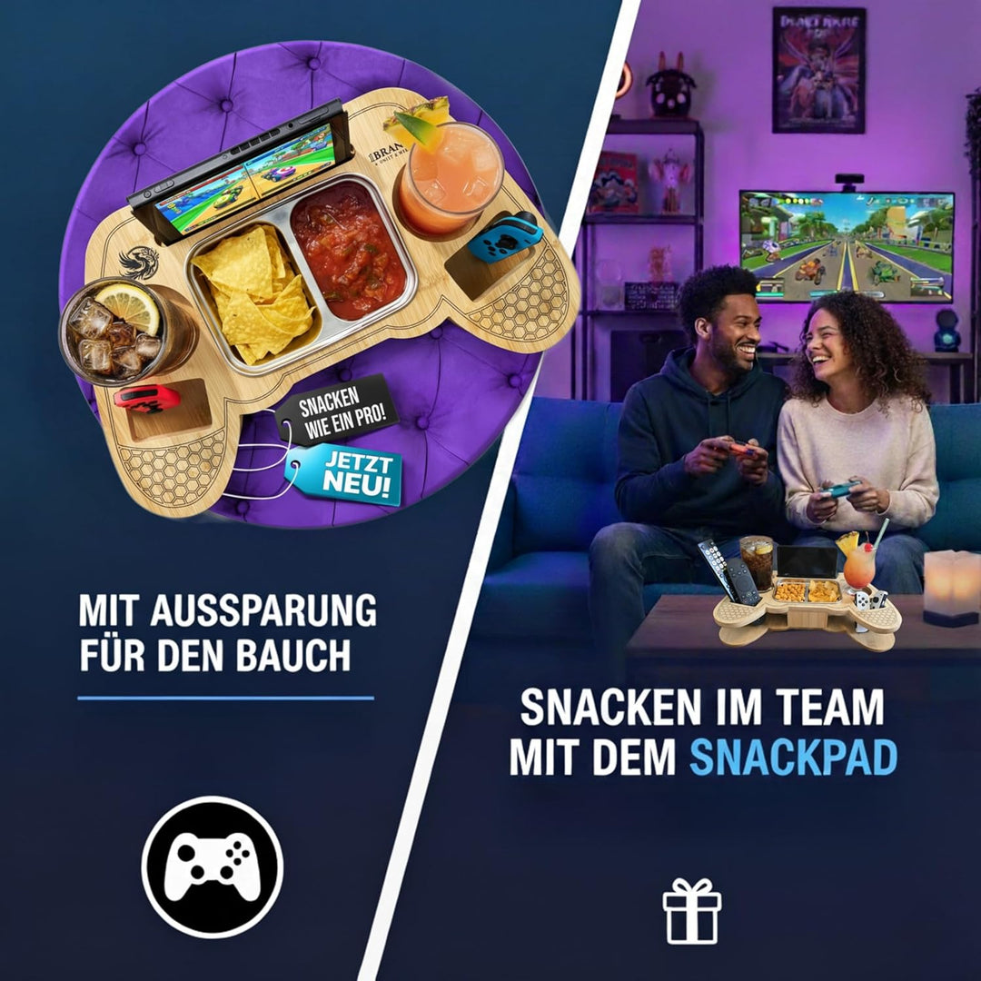 1BRANCH2 UNITY&HERITAGE SnackPad – Die Couchbar für Gamer im Controller-Design | Premium Bambus Snac