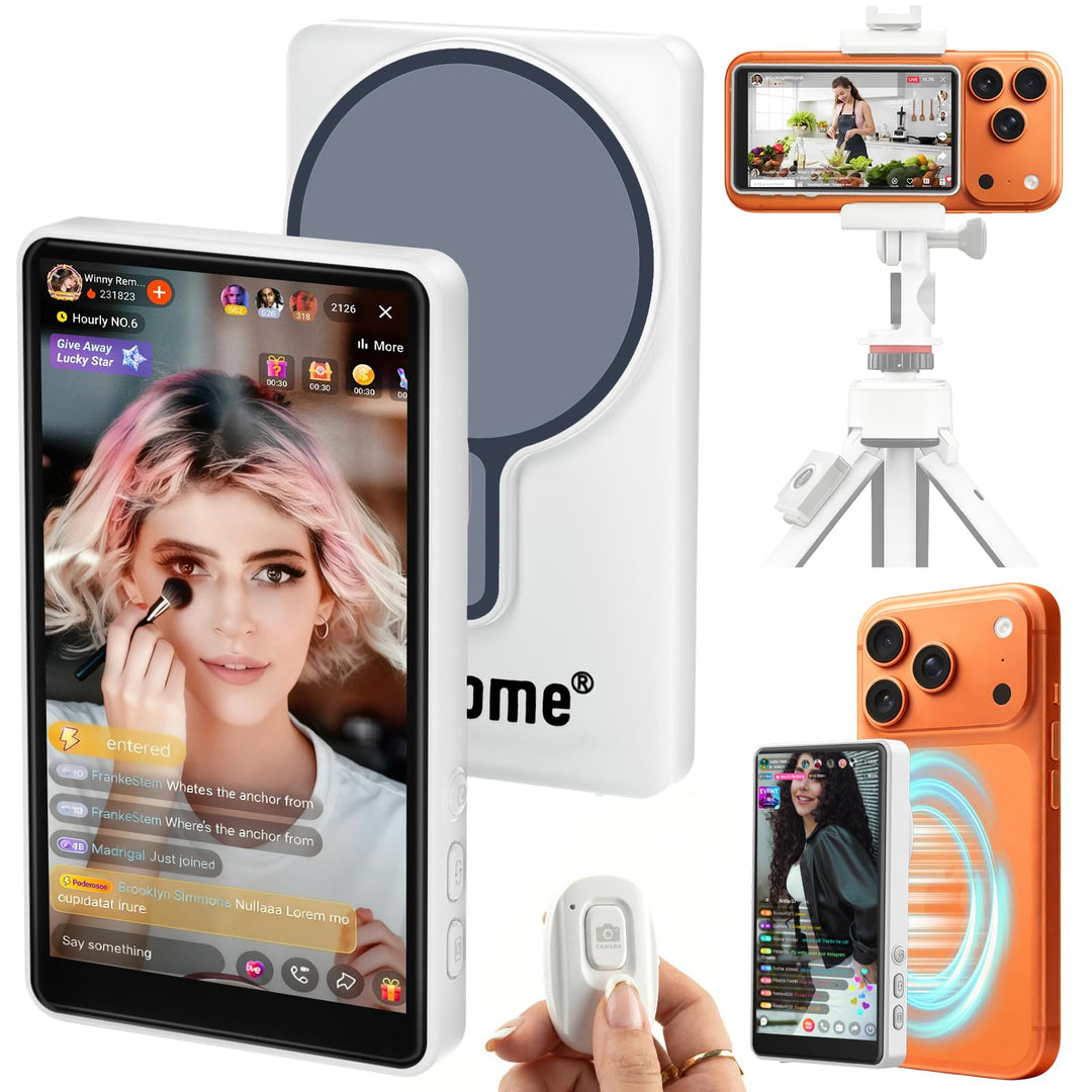 Handy Selfie Monitor für iPhone,Vlog Selfie Monitor Bildschirm,Drahtlose Aufnahme,Bluetooth-Fernbedi