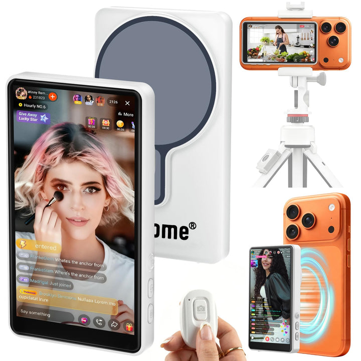 Handy Selfie Monitor für iPhone,Vlog Selfie Monitor Bildschirm,Drahtlose Aufnahme,Bluetooth-Fernbedi