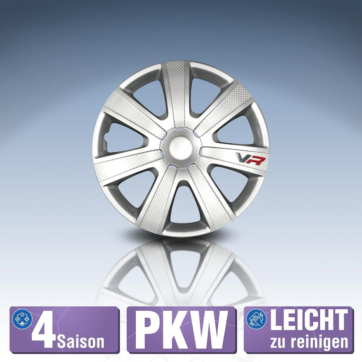 PETEX RB540215 Radzierblendenset VR Silber Grösse 15 Zoll Doppelt Lackiert ABS