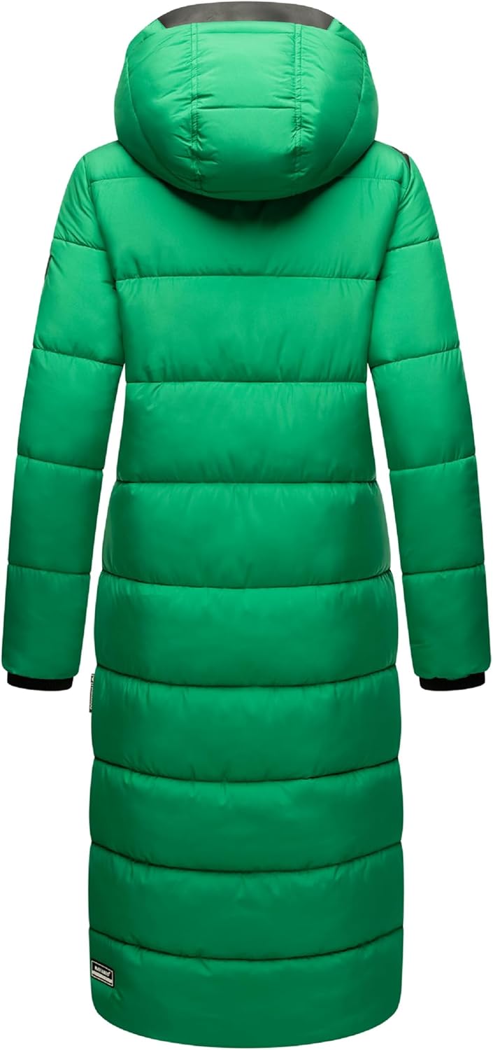 Navahoo Damen Wintermantel Warmer Steppmantel lang mit Abnehmbarer Kapuze Isalie XS-XXL XS Smaragd G