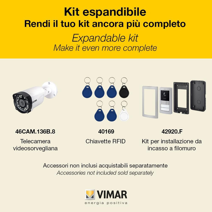 VIMAR K42956 Videosprechenalagen-Set enthält Freisprech-Touchscreen-Videohaustelefon LCD 7in und WLA
