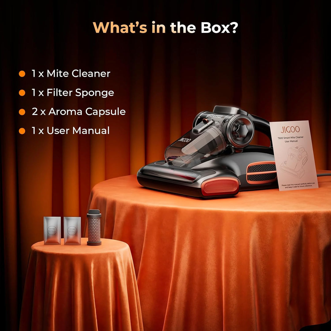 JIGOO T600 Milbensauger für matratzen mit UV-Licht & Vibration, 700W 15kpa Antimilben-Staubsauger en