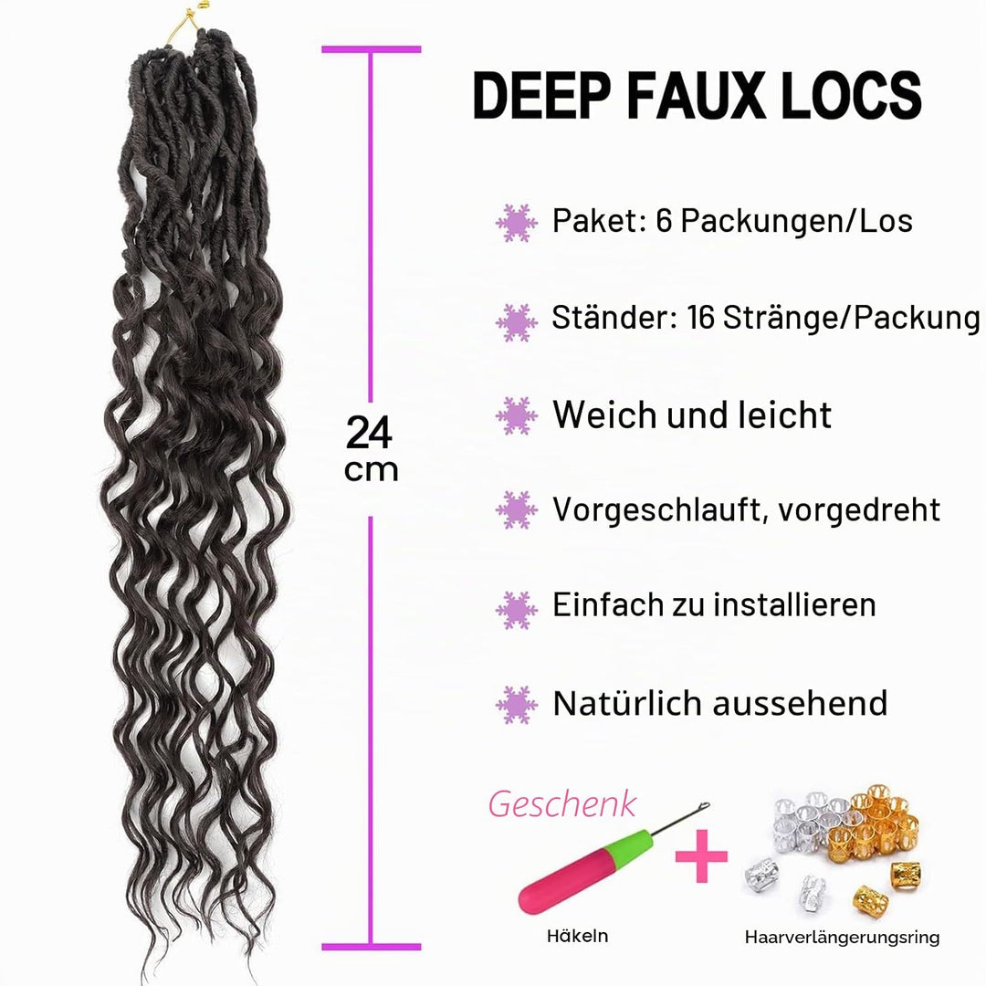 6Packs Faux Locs Häkeln Haar Mit Lockigen Enden 24Inch Weiche Locs Vorgeschleifte Göttin Locs Häkeln