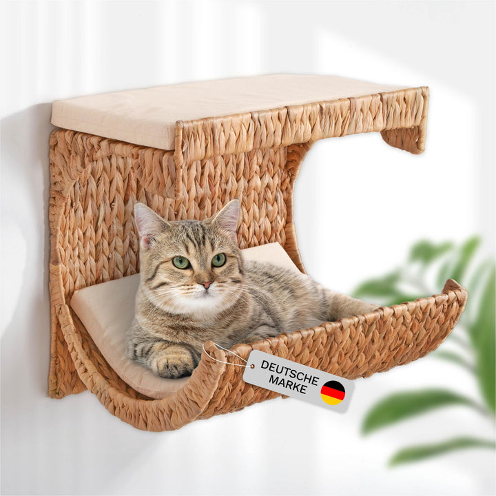 Lycce Katzenbett Wand | Kletterwand Katzen | Katzenmulde Wandmontage Nicky | Naturmaterial Wasserhya