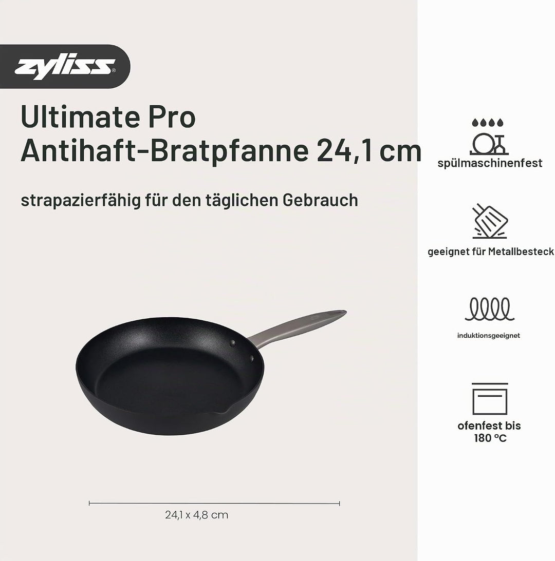 Zyliss | Ultimate Pro Pfanne | E980176 | Antihaftbeschichtung | 24 cm | mit Ausgiesser | schwarz | A