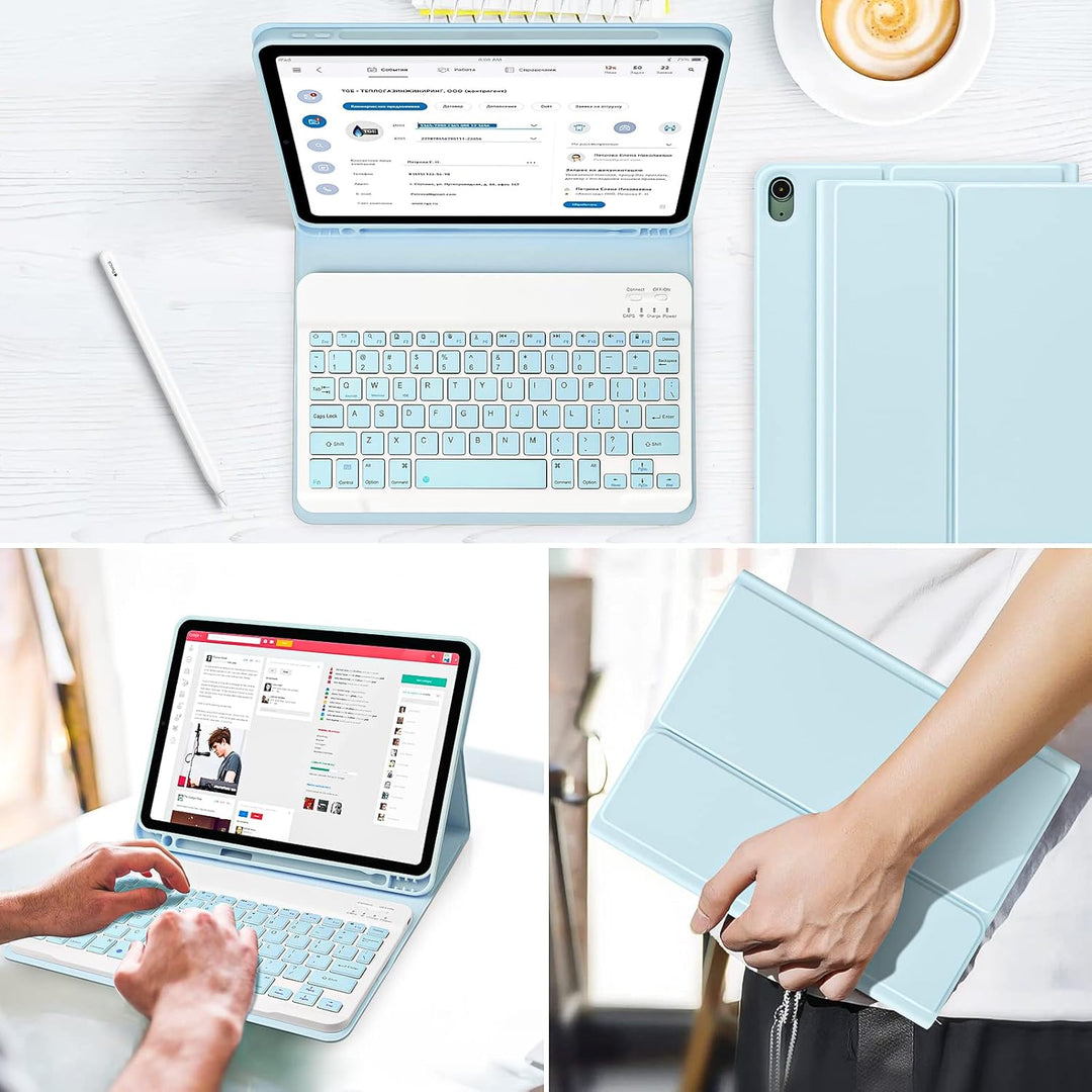 Bettdow Tastatur Hülle für iPad Air 6.Gen M2 2024 11"/ iPad Air 5.Gen 2022/Air 4.Gen 2020, Deutsch Q