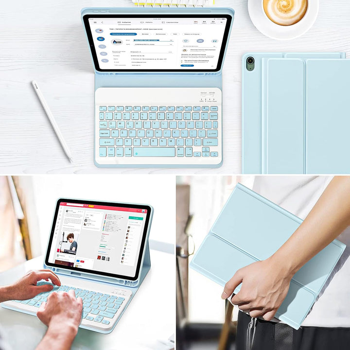 Bettdow Tastatur Hülle für iPad Air 6.Gen M2 2024 11"/ iPad Air 5.Gen 2022/Air 4.Gen 2020, Deutsch Q