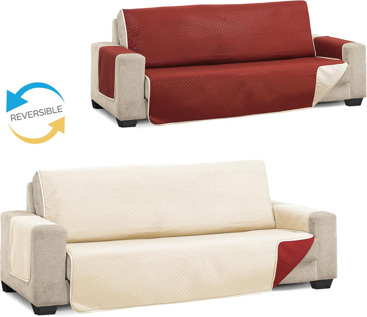 Martina Home Diamond Sofabezug, Polyester, Beige/Rot, 3-Sitzer Beige/Rot 3 Sitzer, Beige/Rot 3 Sitze