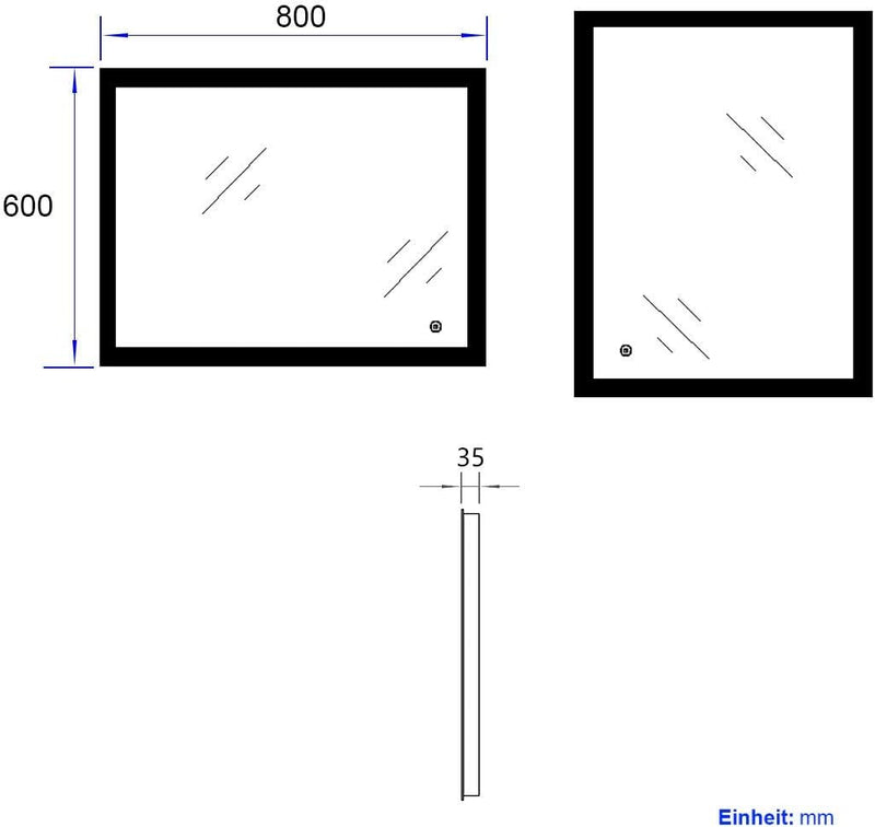 EMKE LED Badspiegel 80x60cm Badezimmerspiegel mit Beleuchtung 3 Lichtfarbe 3000-6400K kaltweiss Neut