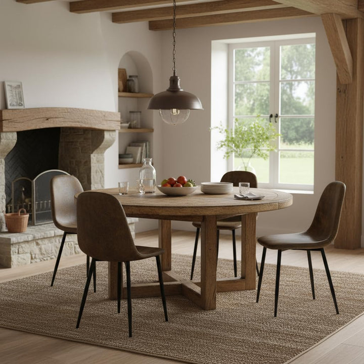 Homy Casa 4er Set Esszimmerstühle Scandinavian Vintage Künstlich Wildledersitz mit Stahlbeinen in Sc
