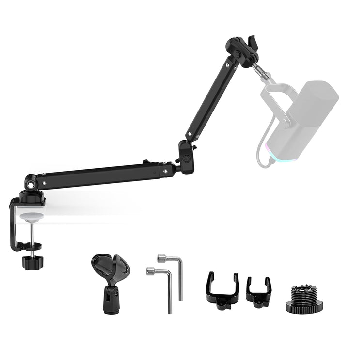 Kairiyard Mikrofonarm Boom Arm,Flach Verstellbarer Stangen Mikrofon Ständer mit Mikrofonclip,360° dr