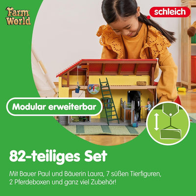 schleich 42485 Pferdestall, für Kinder ab 3+ Jahren, FARM WORLD - Spielset neue Verpackung