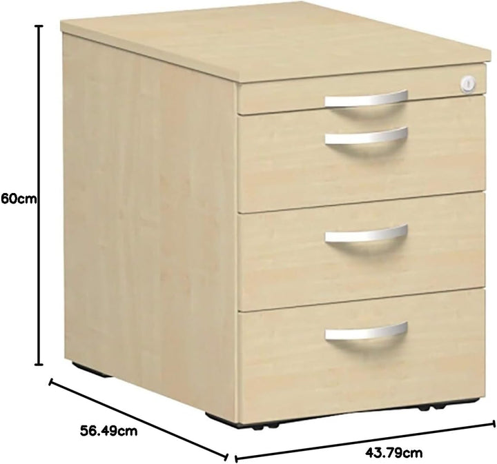 Gera Möbel S-530151-AH Rollcontainer Venedig mit 3 Kunststoff-Schubfächern und 1 Materialschubfach,