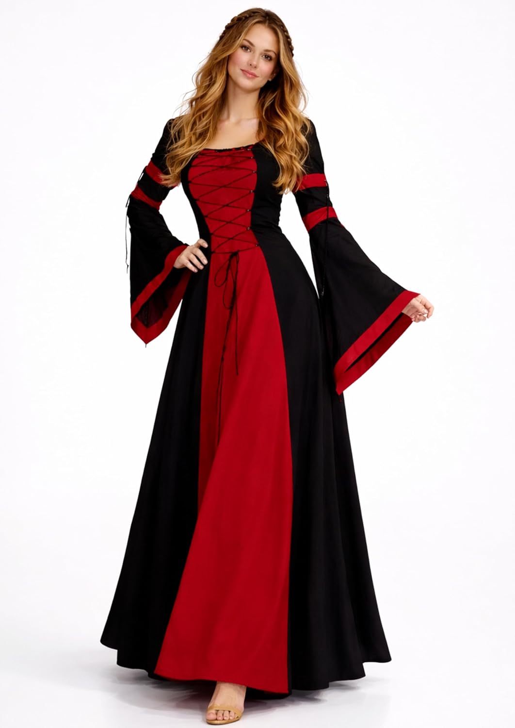 MAYLYNN Mittelalter Kleid Gewand Keyla rot - LARP, Grösse:M M Rot, M Rot