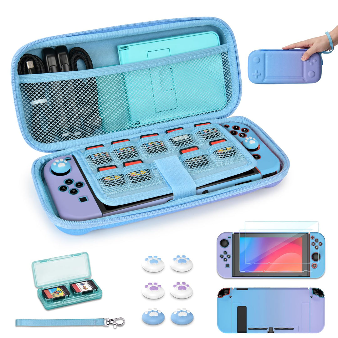 Younik Switch Tasche für Switch 2017 Modell, 14 in 1 Switch Zubehör Bundle mit Switch Tragetasche, s