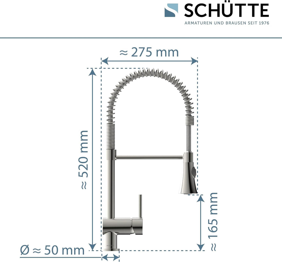 SCHÜTTE 79155 CORNWALL Küchenarmatur, Einhebelmischer mit ausziehbarer Geschirrbrause, 360 Grad schw