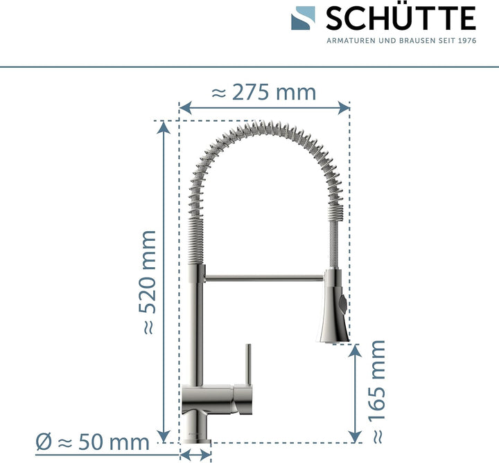 SCHÜTTE 79155 CORNWALL Küchenarmatur, Einhebelmischer mit ausziehbarer Geschirrbrause, 360 Grad schw