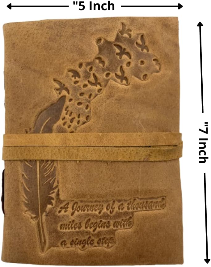 OVERDOSE Gelbes Buff Leaf Tagebuch mit Einband – handgefertigtes gebundenes Tagebuch | Skizzenbuch a