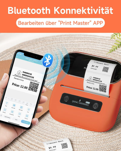 Phomemo M220 Bluetooth Etikettendrucker, Tragbarer Thermo Beschriftungsgerät, Upgrade 3 Zoll Labeldr