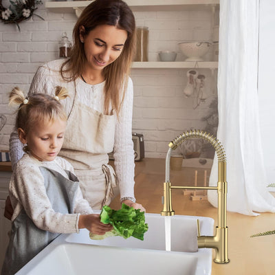 OWill Küchenarmatur, 360° Drehbar,Spring Wasserhahn mit Pull Down Sprüher Brause,Moderner Mischbatte