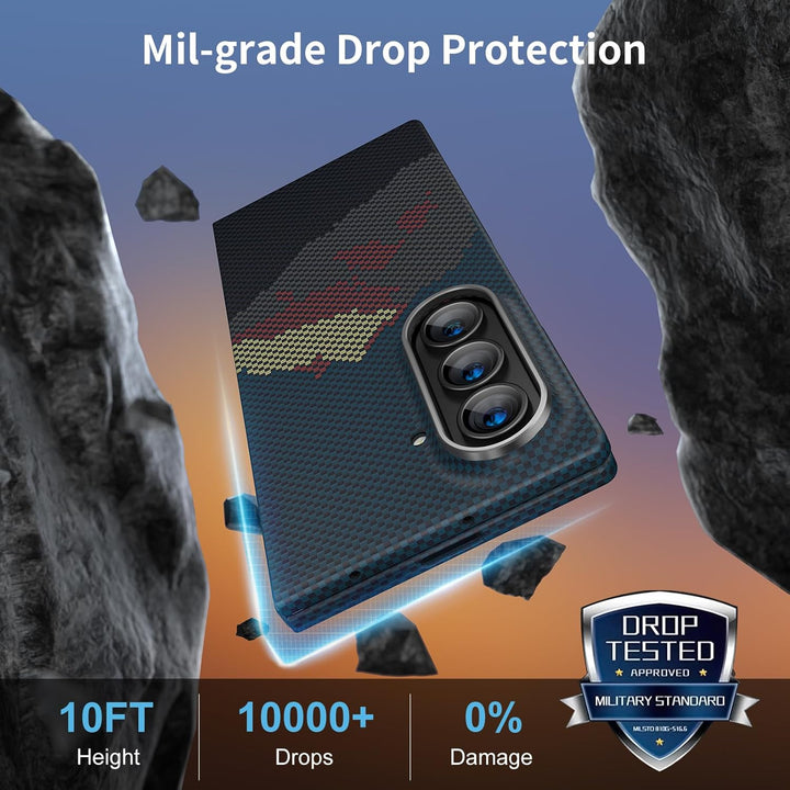 memumi 𝗨𝗽𝗴𝗿𝗮𝗱𝗲𝗱 Magnetische Carbon Hülle für Galaxy Z Fold 7, [mit Schutzfolie] kompatibel mit Mag-S