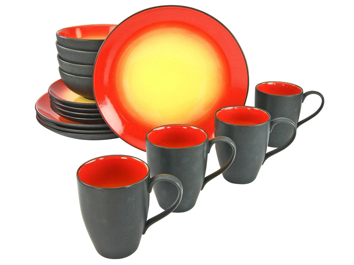 CreaTable, 20200, Serie HOT RED, Geschirrset Kombiservice 16 teilig, 35 x 34 x 35 cm Kombiservice 16