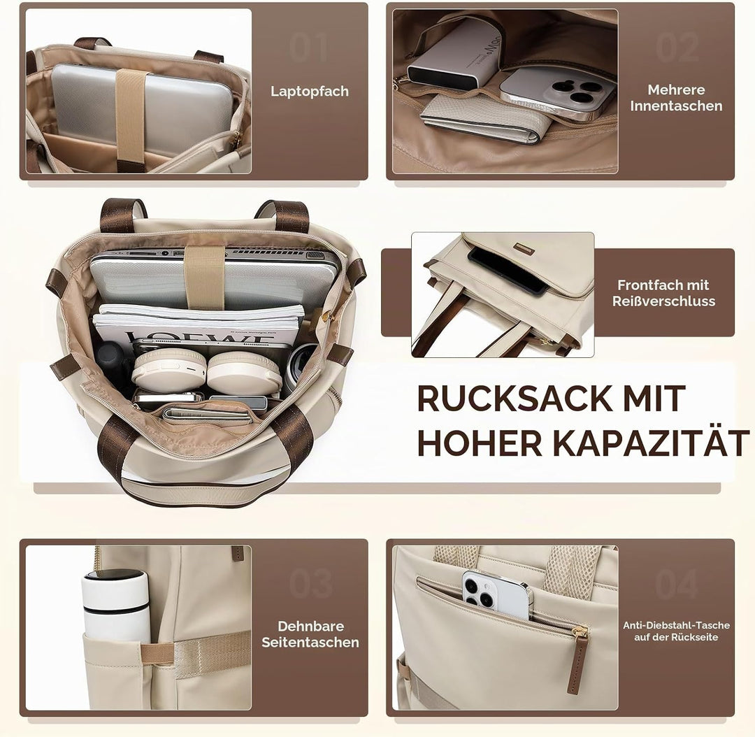 GOLF SUPAGS Convertible Laptop-Rucksack für Frauen Casual Daypack Notebook Tote Bag für Arbeit Hochs