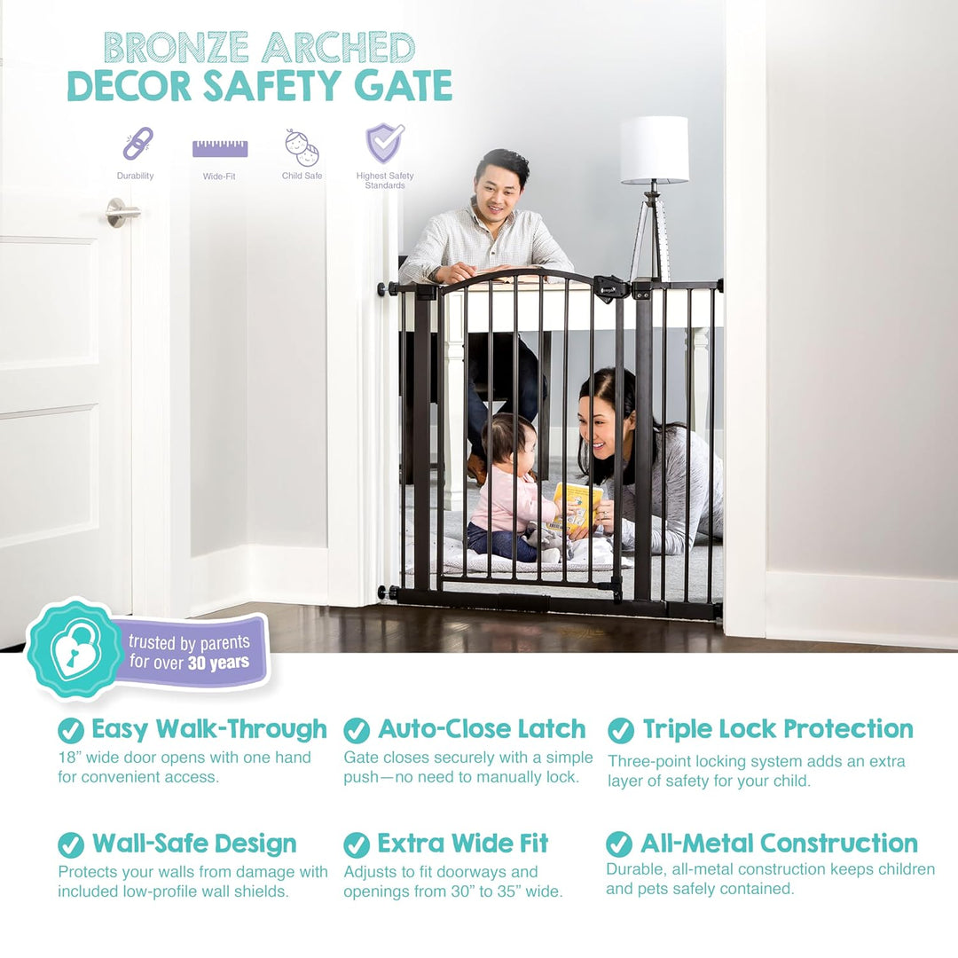 Regalo Arched Decore Easy Step Extra Wide Baby Gate, Extra Wide