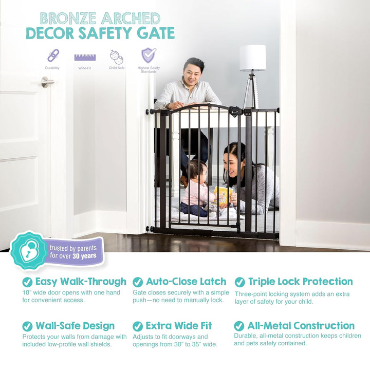 Regalo Arched Decore Easy Step Extra Wide Baby Gate, Extra Wide