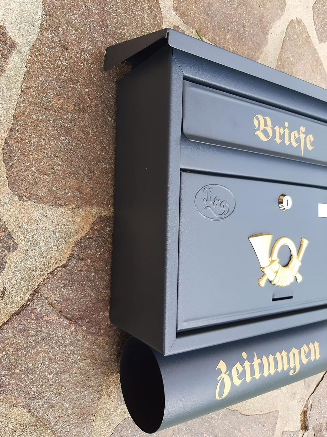 Grosser Briefkasten/Postkasten XXL mit Abnehmbarer Zeitungsrolle Flachdach Katalogeinwurf Zeitungsfa
