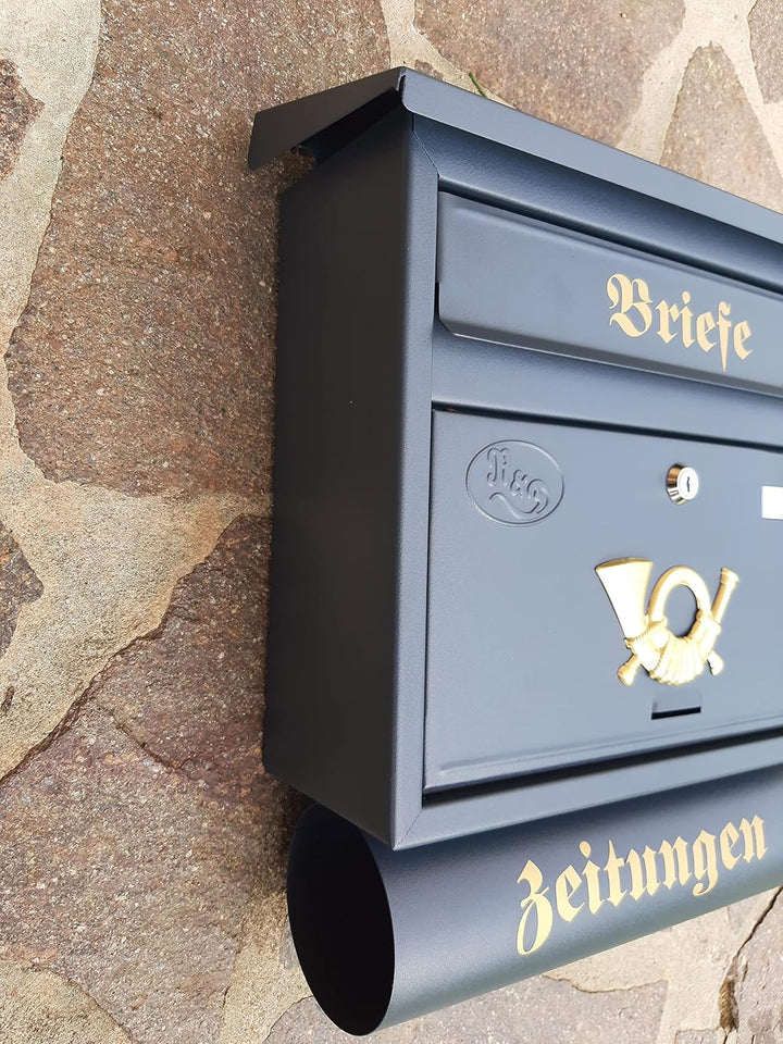 Grosser Briefkasten/Postkasten XXL mit Abnehmbarer Zeitungsrolle Flachdach Katalogeinwurf Zeitungsfa