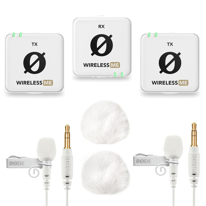 Rode Wireless ME Dual Mikrofon-Funksystem Weiss + 2x Lavalier GO Weiss + 2x Keepdrum Fell-Windschutz